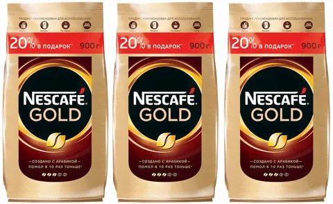 кофе растворимый Nescafe Gold, 900 г пакет (Нескафе) х 3 шт