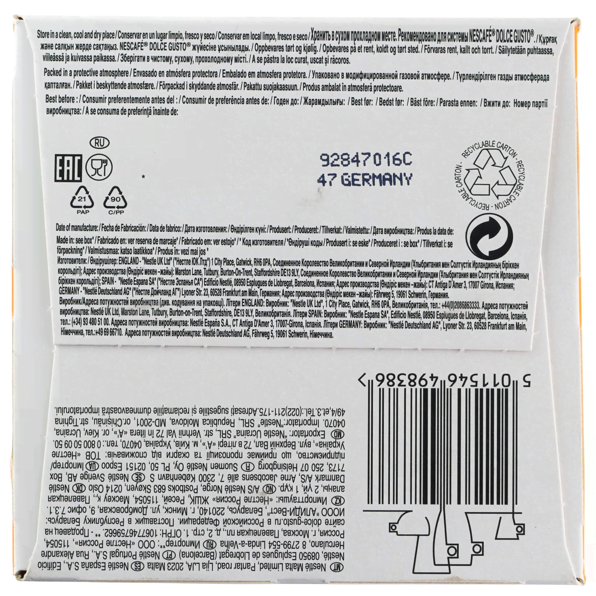 Кофе капсульный Nescafe (Нескафе) 16шт Dolce Gusto Latte Macchiato-1