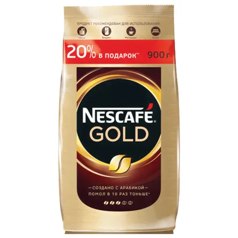 Кофе молотый в растворимом Nescafe "Gold", 900 г, сублимированный, мягкая упаковка-0