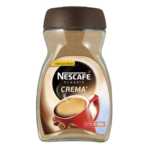 Кофе растворимый NESCAFE (Нескафе) "Classic Crema", с нежной пенкой, 95 г, стеклянная банка, 12315905