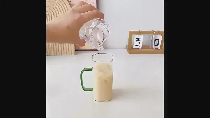 ✨ 400ml Square Glass Mug with Lid & Straw! 🧊 Perfect for Milk & Coffee! ☕