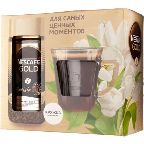Подарочный набор Nescafe Gold Barista Кофе растворимый +кружка-0