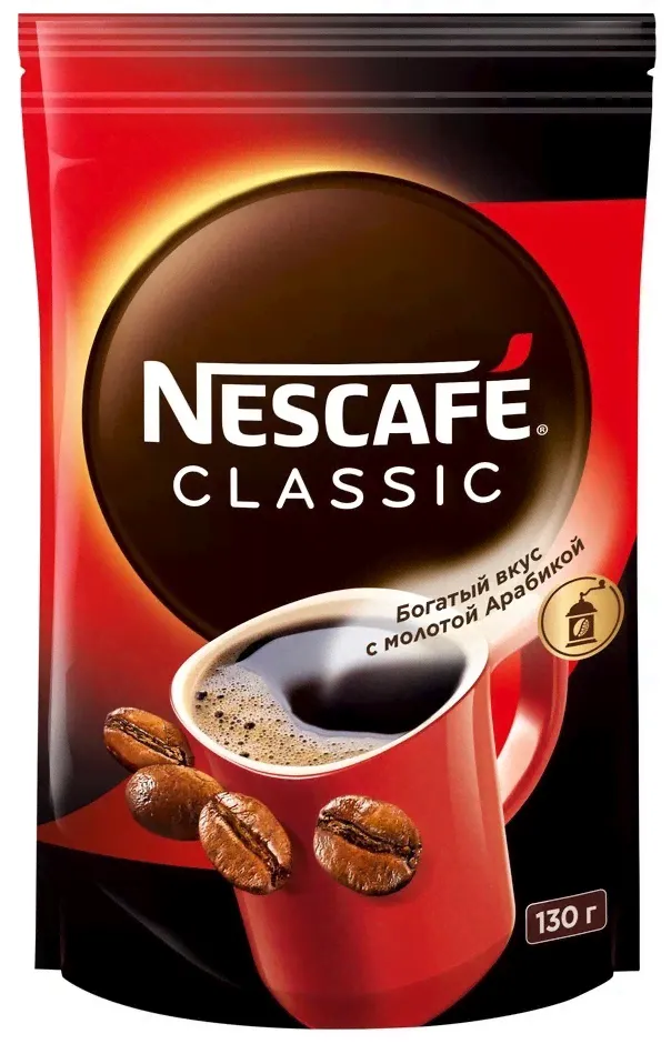 Кофе растворимый Nescafe Classic с Молотой Арабикой, 130г