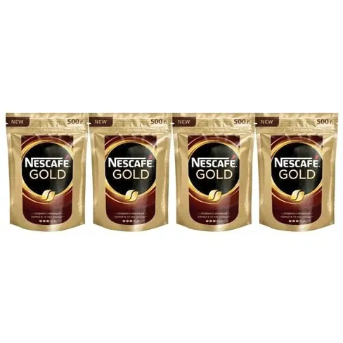 Кофе растворимый Nescafe Gold сублимированный с добавлением молотого, пакет, 500 г, 4 уп. NESCAFE