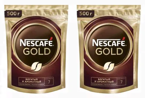 кофе растворимый Nescafe Gold, 500 г пакет (Нескафе) х 2 шт