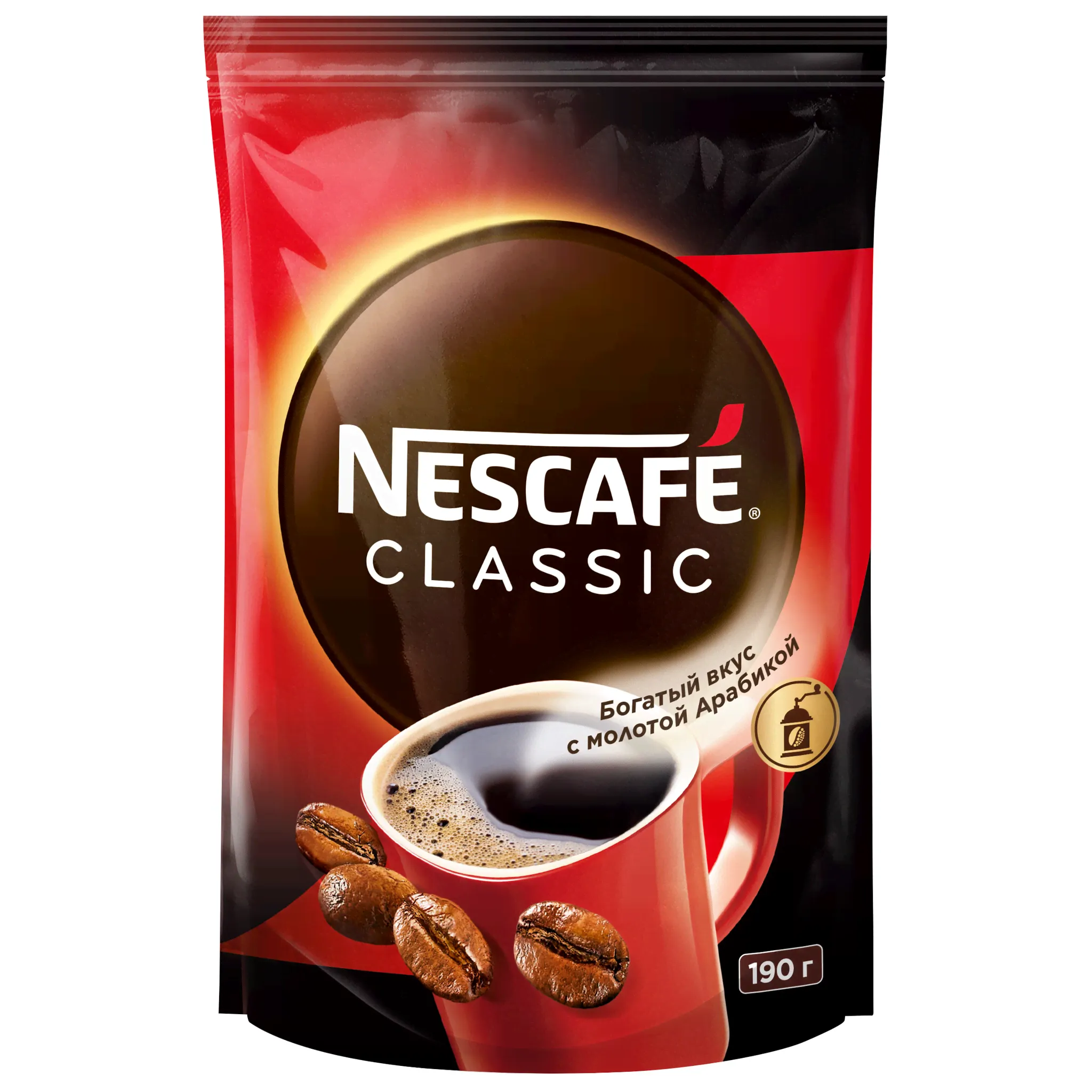 Кофе растворимый Nescafe (Нескафе) 190г Classic с добавлением молотого