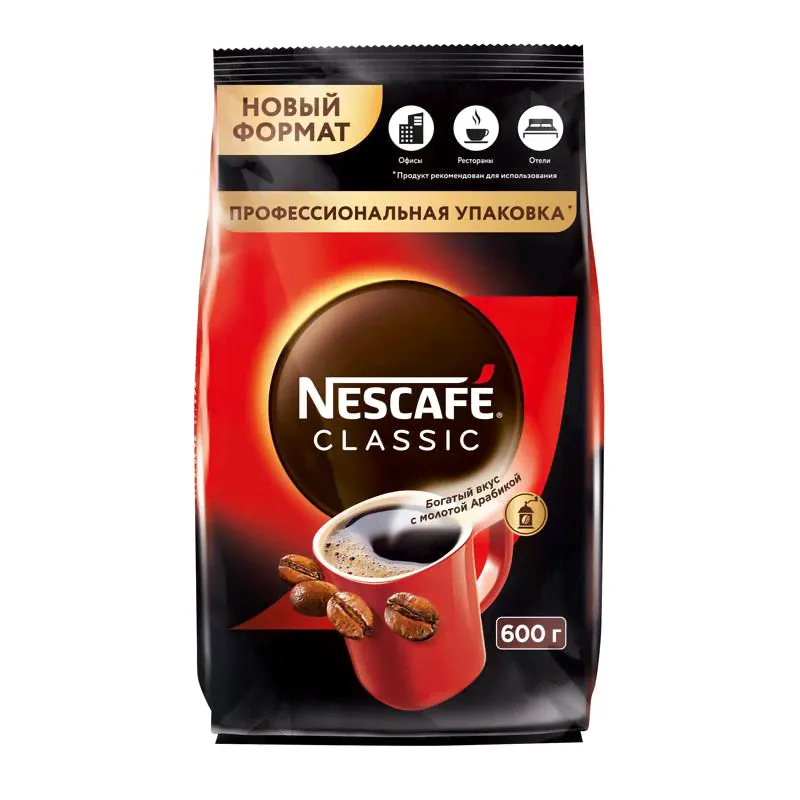 Кофе растворимый Nescafe Classic 600 г (пакет)